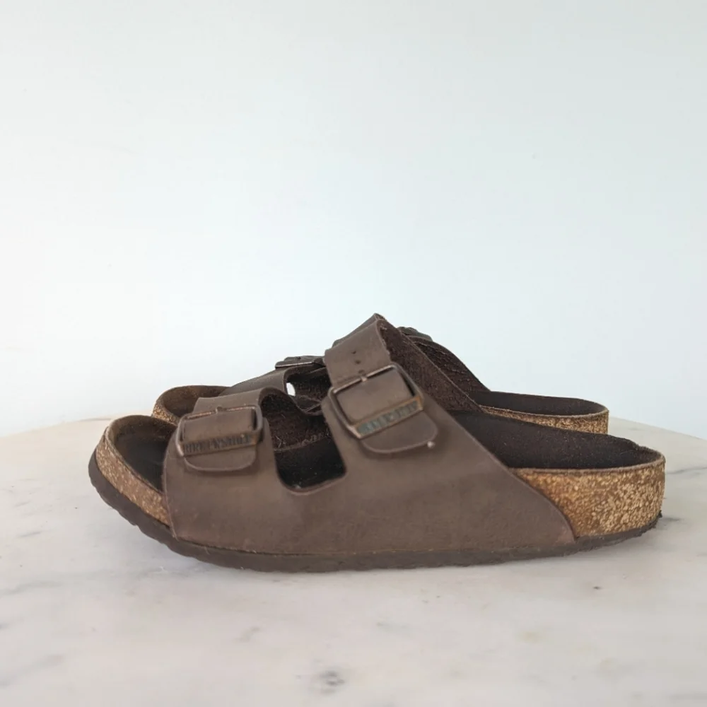 Birkenstock Arizona Kids Brown Leather Sandals - Picture 9 of 11